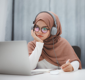 Person studying on a laptop